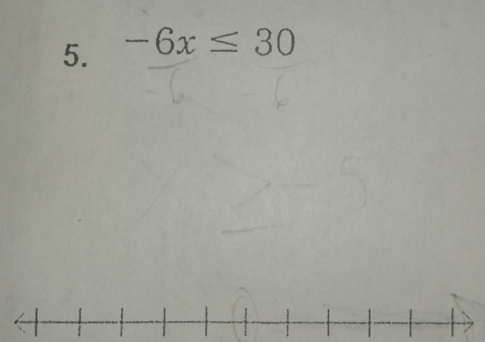 -6x≤ 30