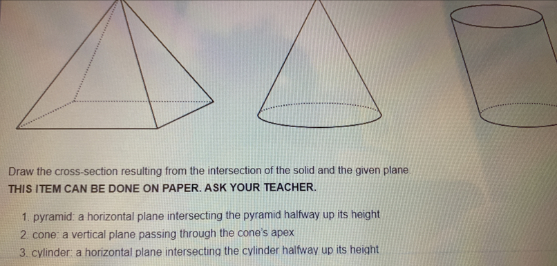 Solved: Draw the cross-section resulting from the intersection of the ...
