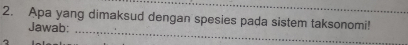 Apa yang dimaksud dengan spesies pada sistem taksonomi! 
_ 
Jawab: