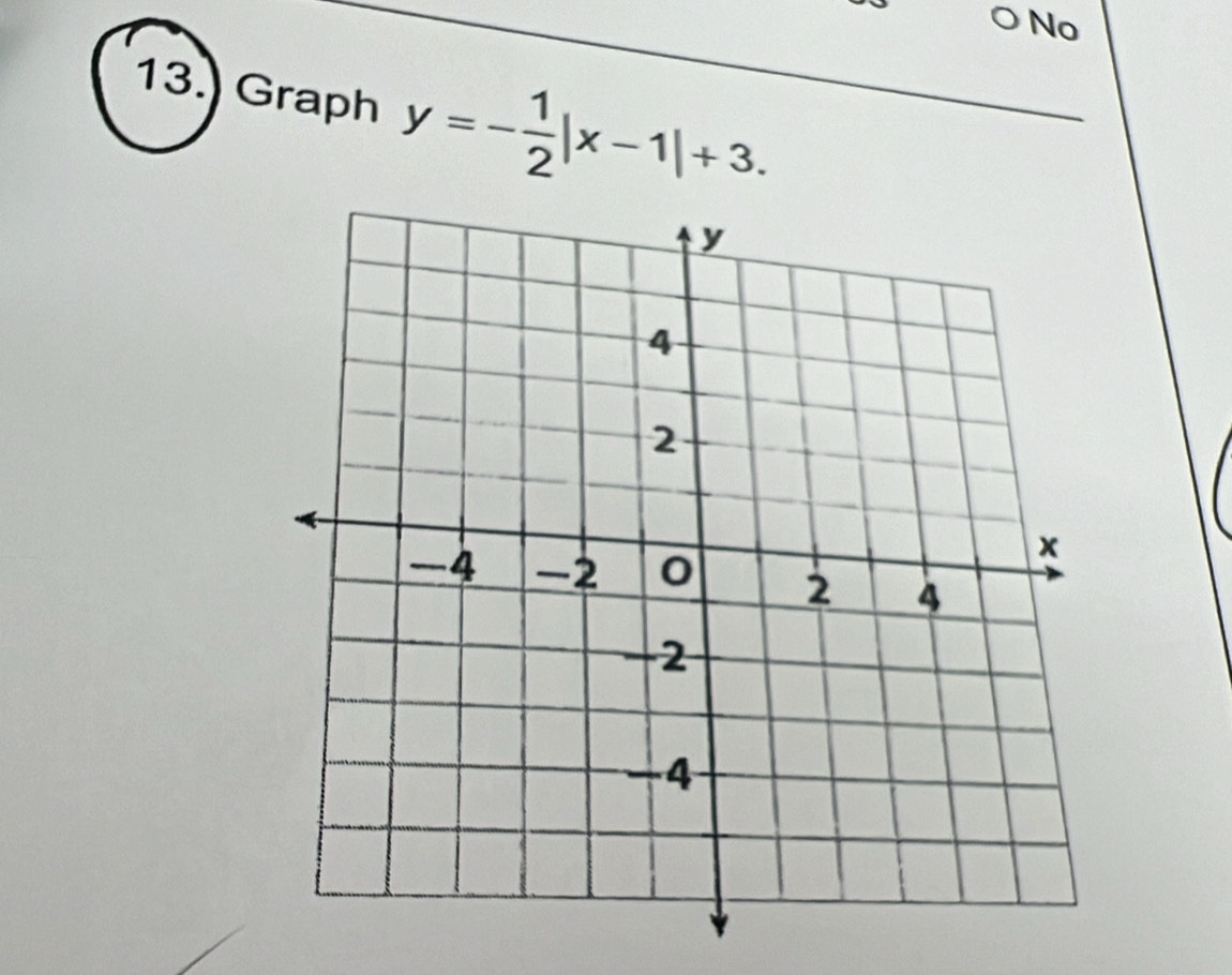 No 
13.) Graph y=- 1/2 |x-1|+3.