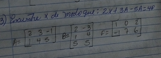 doque; 2x+3A-5A=4F