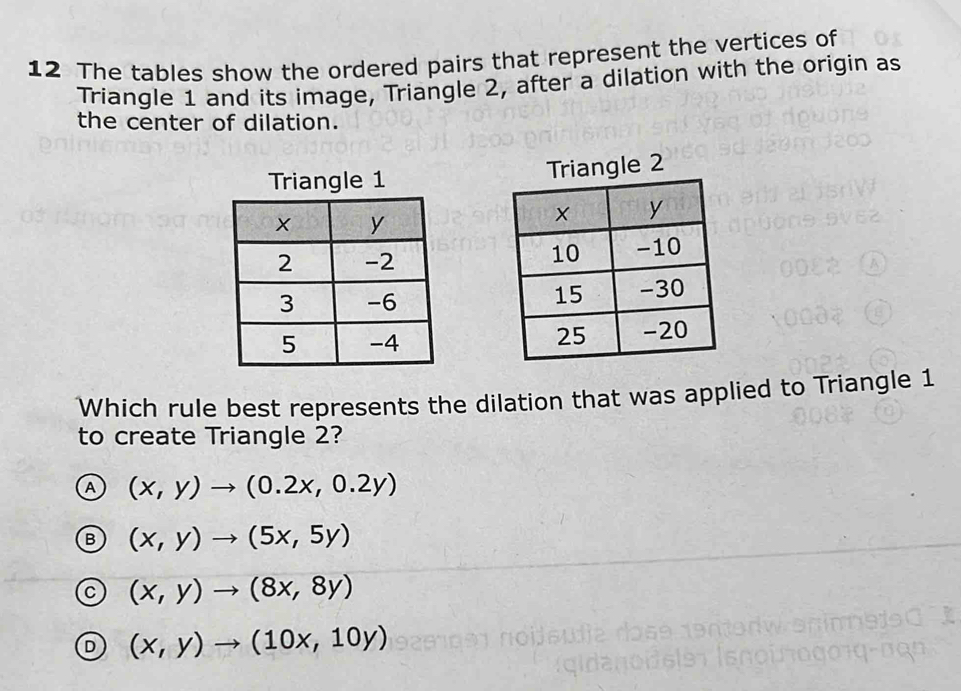 Solved: The tables show the ordered pairs that represent the vertices ...