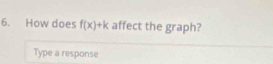 How does f(x)+k affect the graph? 
Type a response