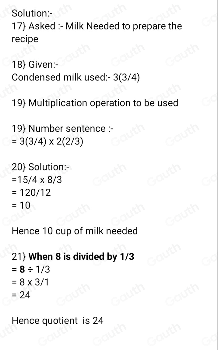 Solved: A fruit salad recipe uses 3 % cups of condensed milk. How much ...
