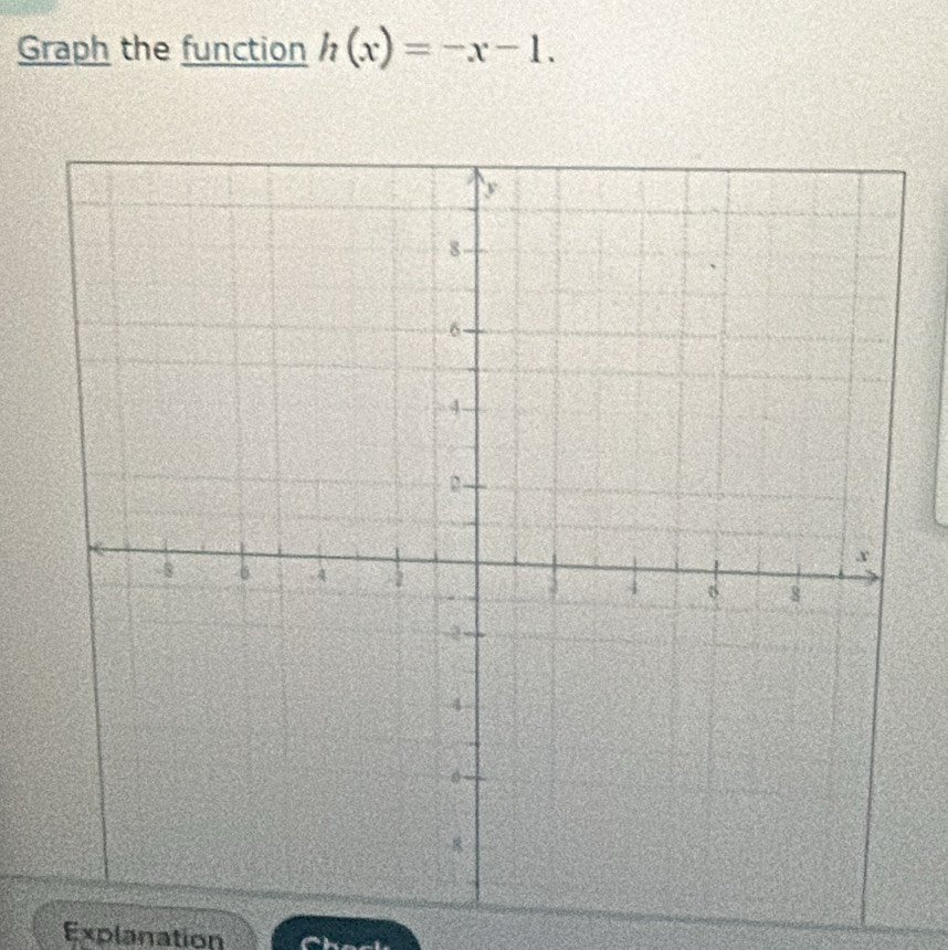 Graph the function h(x)=-x-1. 
Explanation