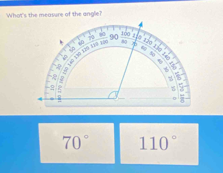 What's the measure of the angle?
70° 110°