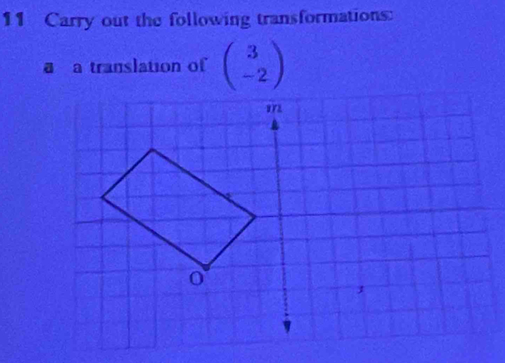 Carry out the following transformations: 
a a translation of beginpmatrix 3 -2endpmatrix