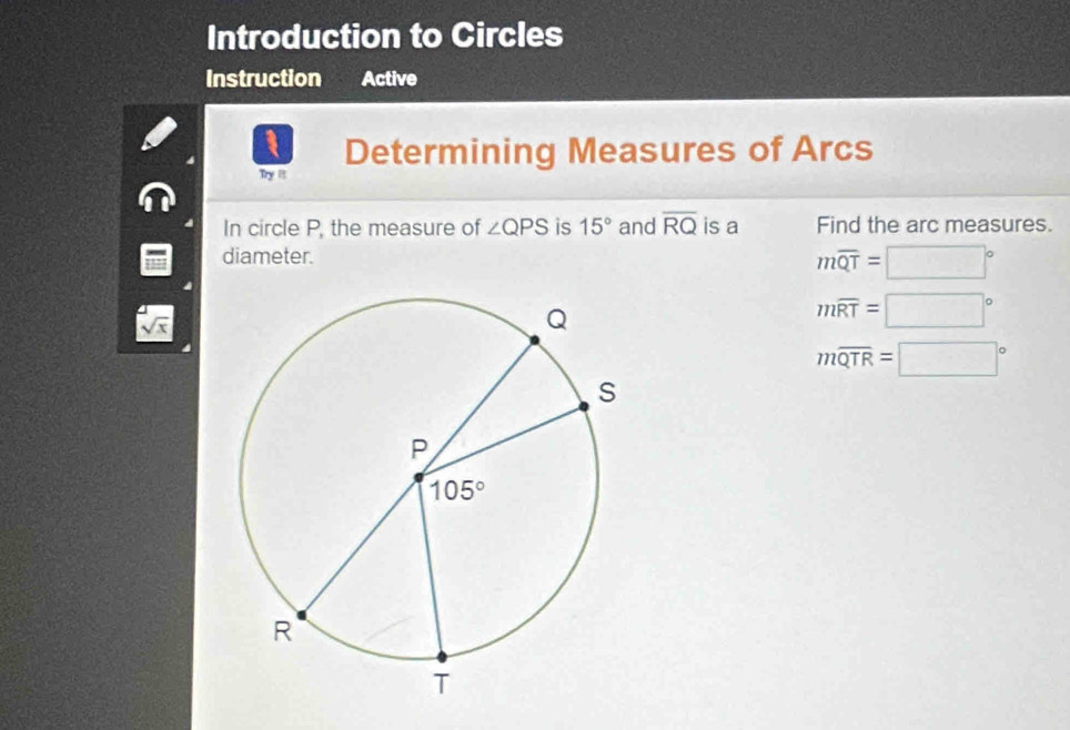 Solved: Introduction to Circles Instruction Active Try i Determining ...