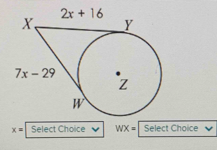 x= Select Choice WX= Select Choice