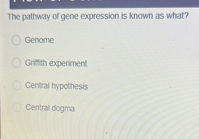 Solved: The pathway of gene expression is known as what? Genome ...