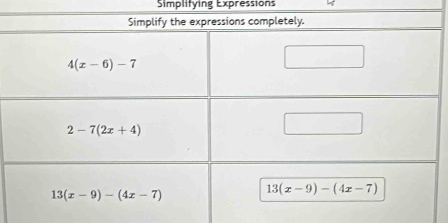 Simplifying Expressions