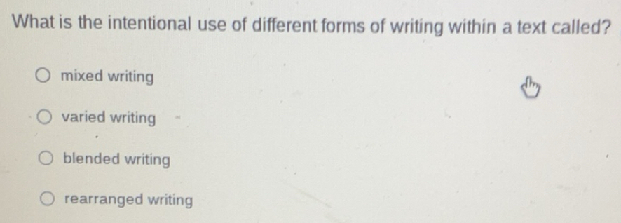 Solved: What is the intentional use of different forms of writing ...
