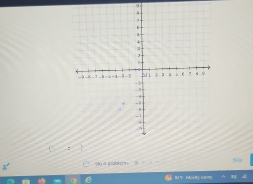 (5,6)
Do 4 problems Skip 
84"F Mostly sunny