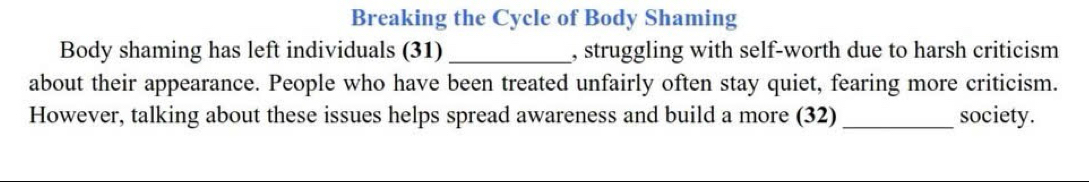 Solved: Breaking the Cycle of Body Shaming Body shaming has left ...