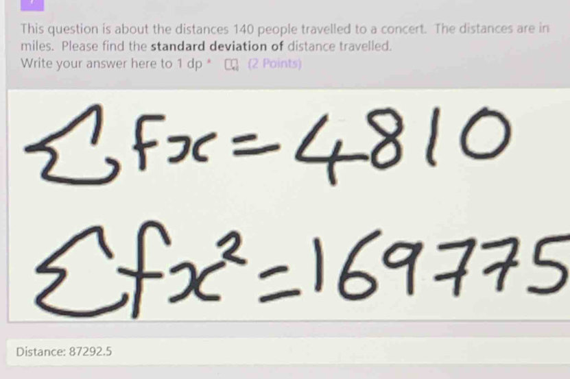 sumlimits fx=4810
sumlimits fx^2=169775