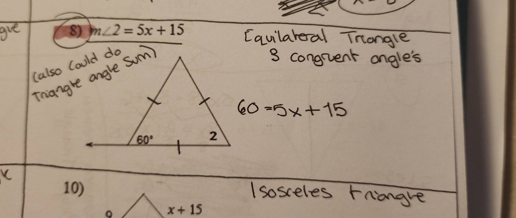 m∠ 2=5x+15
10)