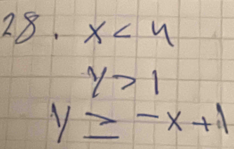 x<4</tex>
y>1
y≥ -x+1