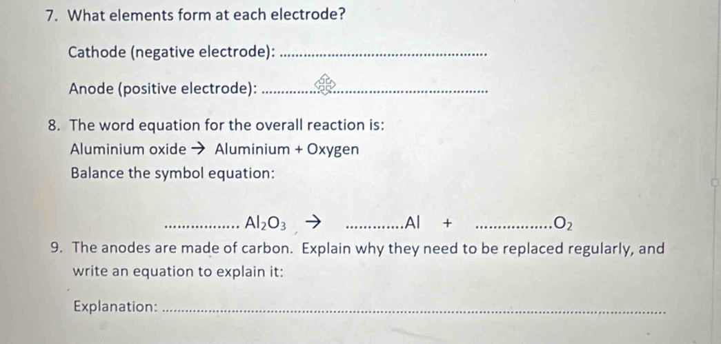 Solved: What elements form at each electrode? Cathode (negative ...