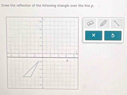 Draw the reflection of the foliowing triangle over the line p. 
5