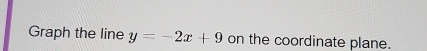 Graph the line y=-2x+9 on the coordinate plane.
