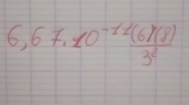 6,67,10^(-11) (6)(8)/3^2 