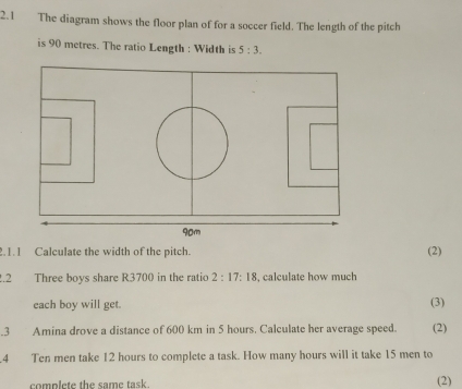Solved: 2.1 The diagram shows the floor plan of for a soccer field. The ...
