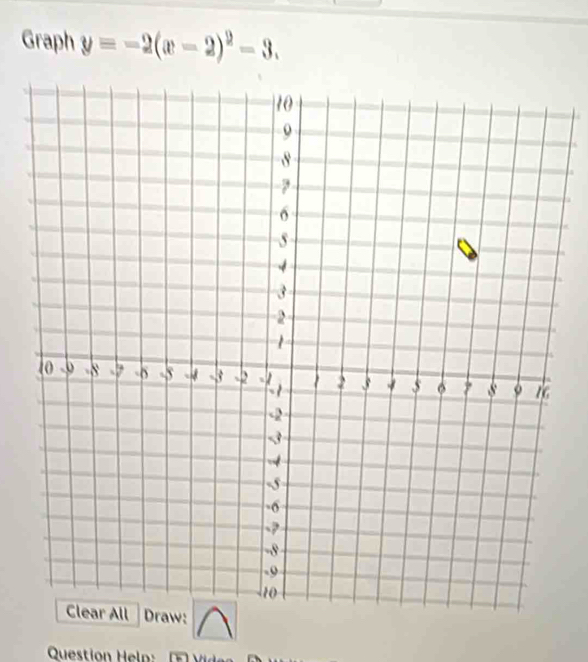 Graph y=-2(x-2)^2-3. 
Question Heln :