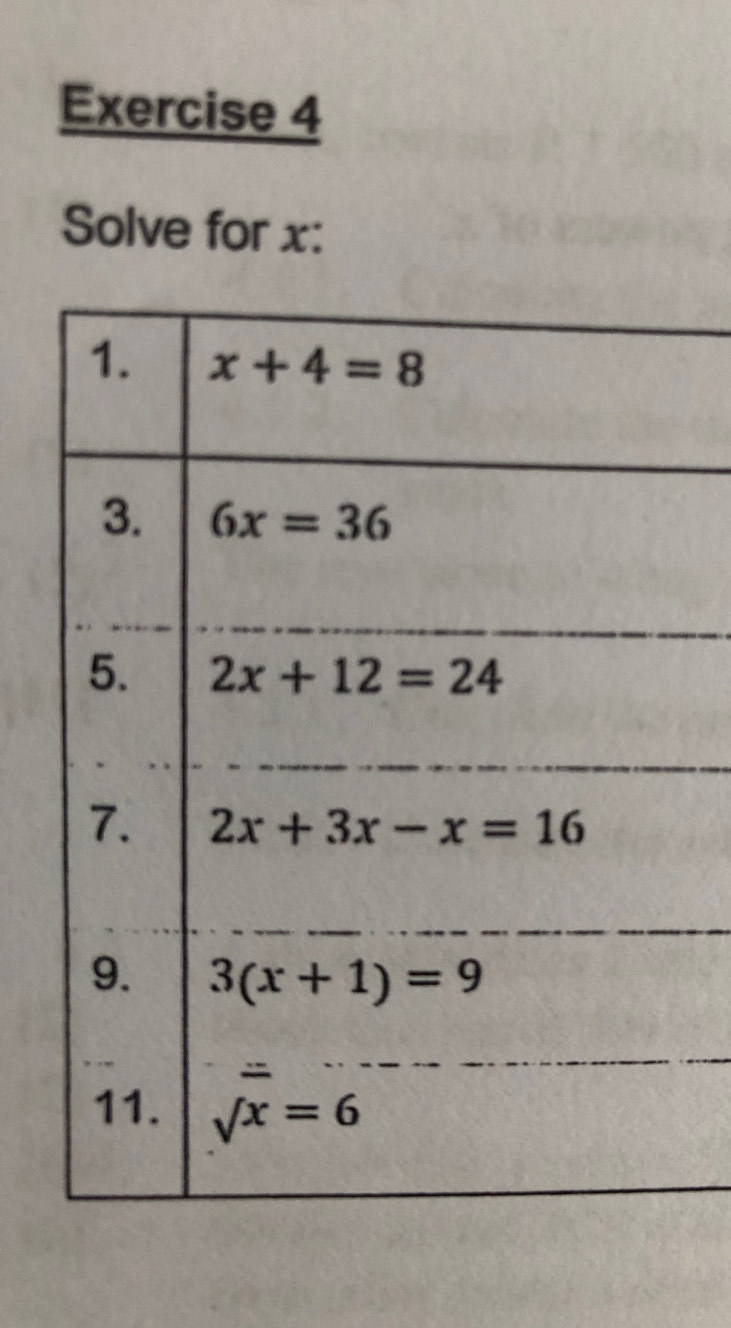 Solve for x: