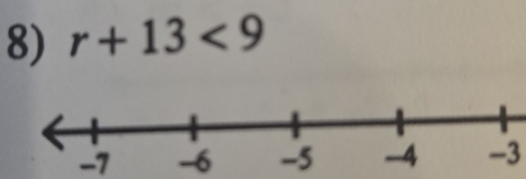 r+13<9</tex>
-7 -6 -3