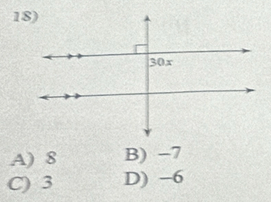 A) 8 B) −7
C) 3 D) -6