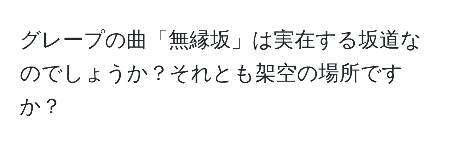 グレープの曲「無縁坂」は実在する坂道なのでしょうか？それとも架空の場所ですか？