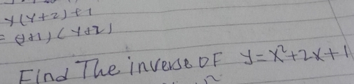 y(y+2)+1
=(y+1)(y+2)
Find The inverse DF y=x^2+2x+1