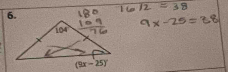 18° 16/2=38
9x-25=38