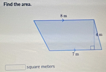 Find the area.
 1/2  square meters