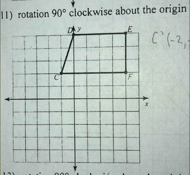 11rotation 90° clockwise about the origin