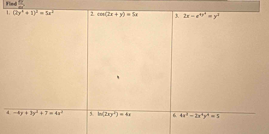 Find  dy/dx .
1
4