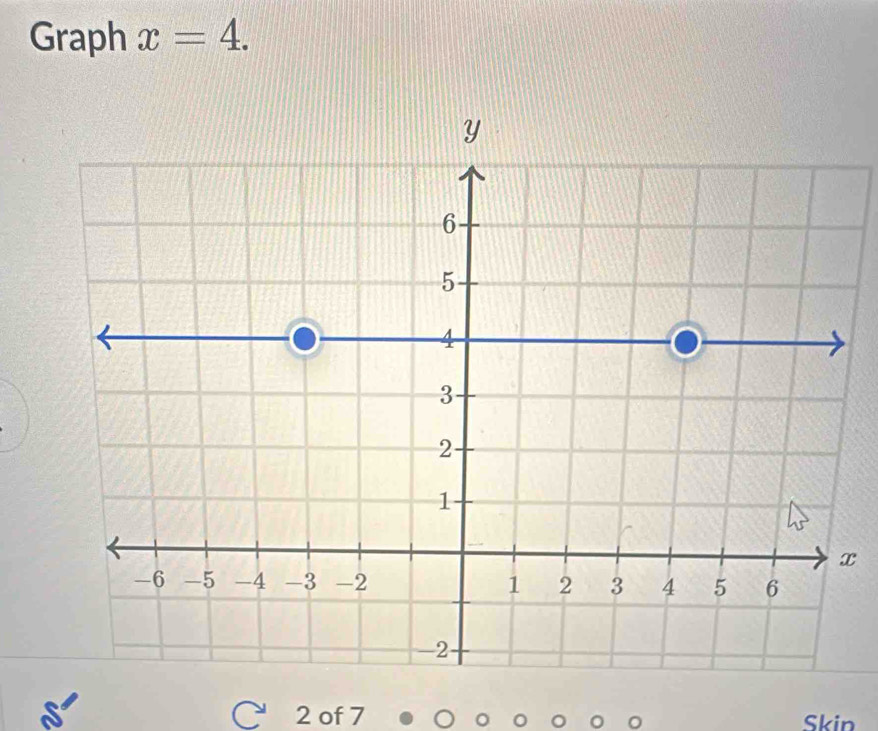 Graph x=4.
x
2 of 7 Skin