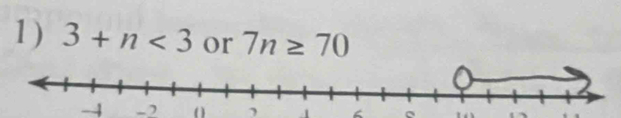 1 ) 3+n<3</tex> or 7n≥ 70
-4 - ( 1