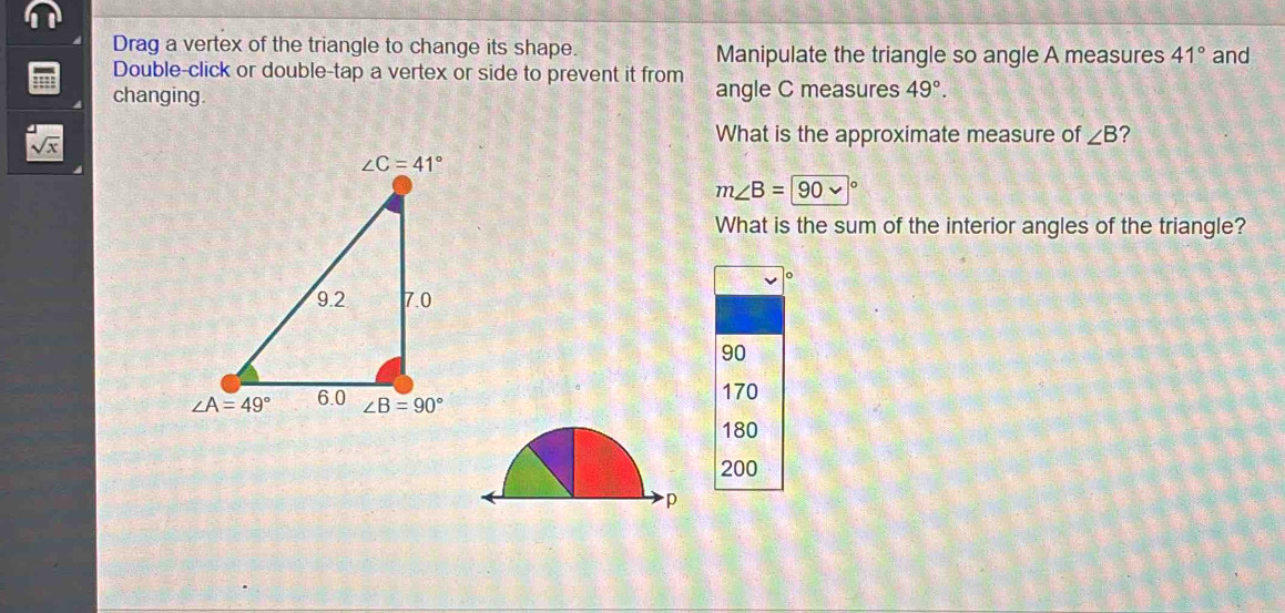 Solved: Drag a vertex of the triangle to change its shape. Manipulate ...