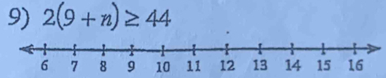 2(9+n)≥ 44