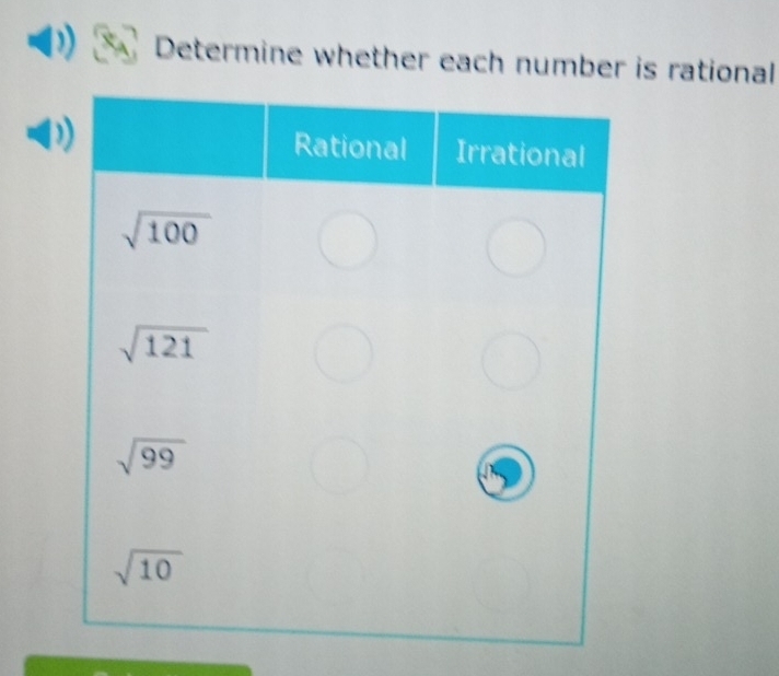 Determine whether each number is rational