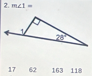 m∠ 1=
17 62 163 118