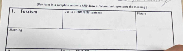 (Use term in a complete sentence AND draw a P