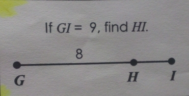 If GI=9 , find HI.