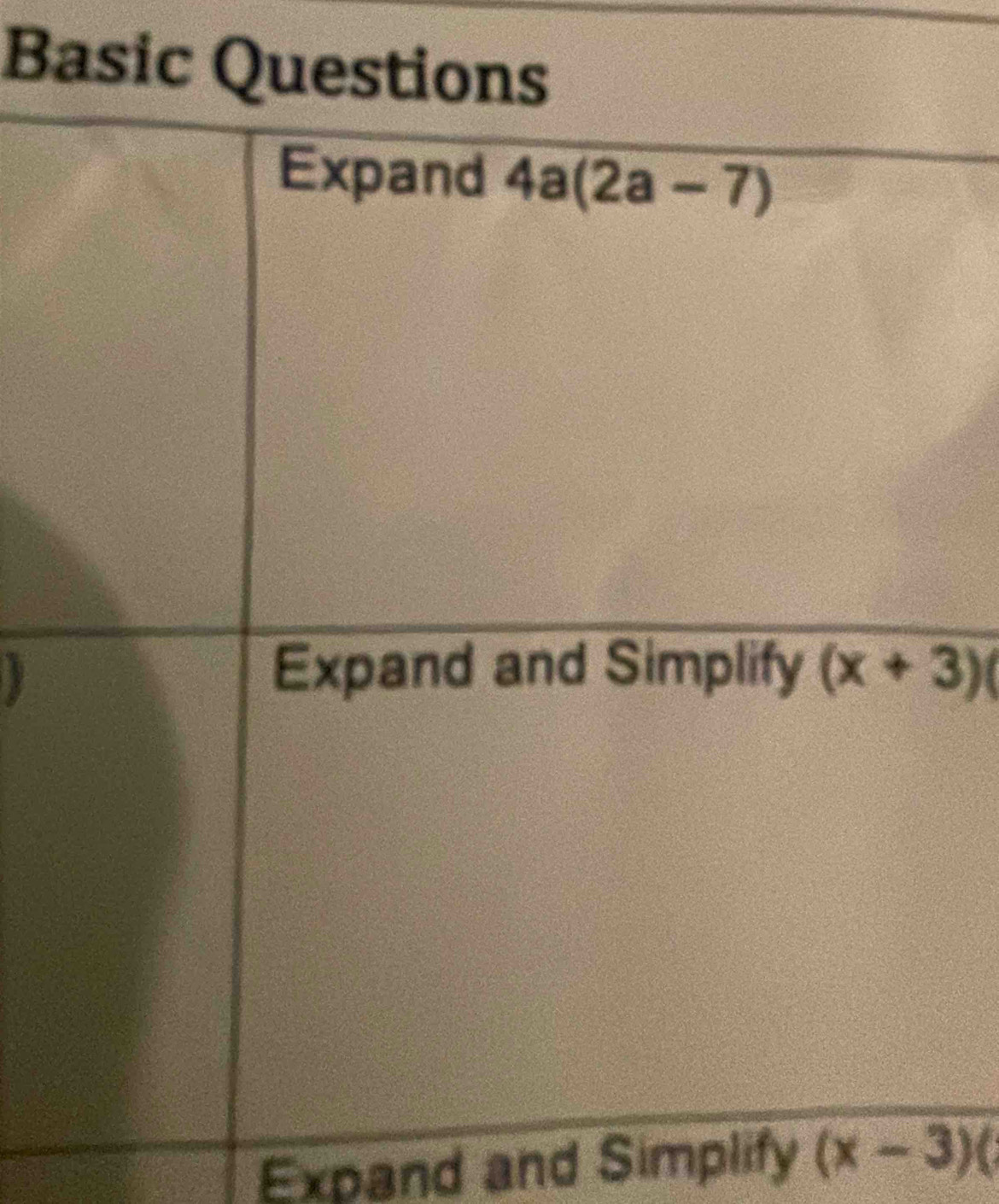 Ba
Expand and Simplify (x-3)(