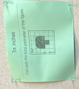 3π inches
Calculate the total perimeter of this figure.