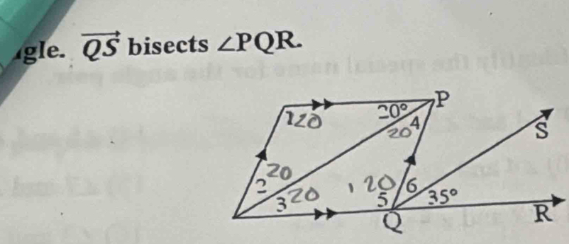 gle. vector QS bisects ∠ PQR.