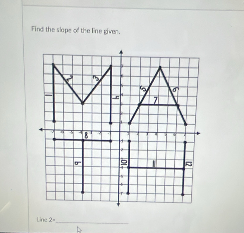 Find the slope of the line given. 
Line 2= _