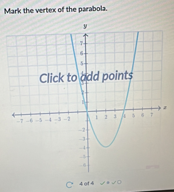 Mark the vertex of the parabola.
4 of 4