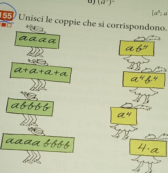 (a^3)^2
[a^8; a
55 Unisci le coppie che si corrispondono.